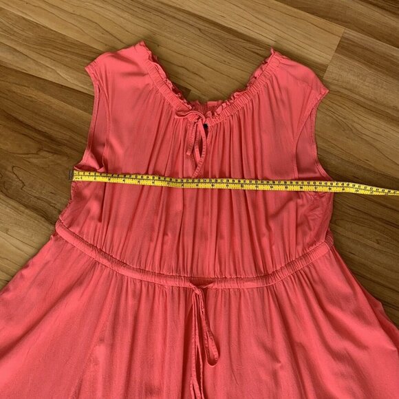 Torrid Midi Challis Tie-Front Skater Dress Size 3 3XL Pink Coral Short Sleeve - Picture 5 of 13